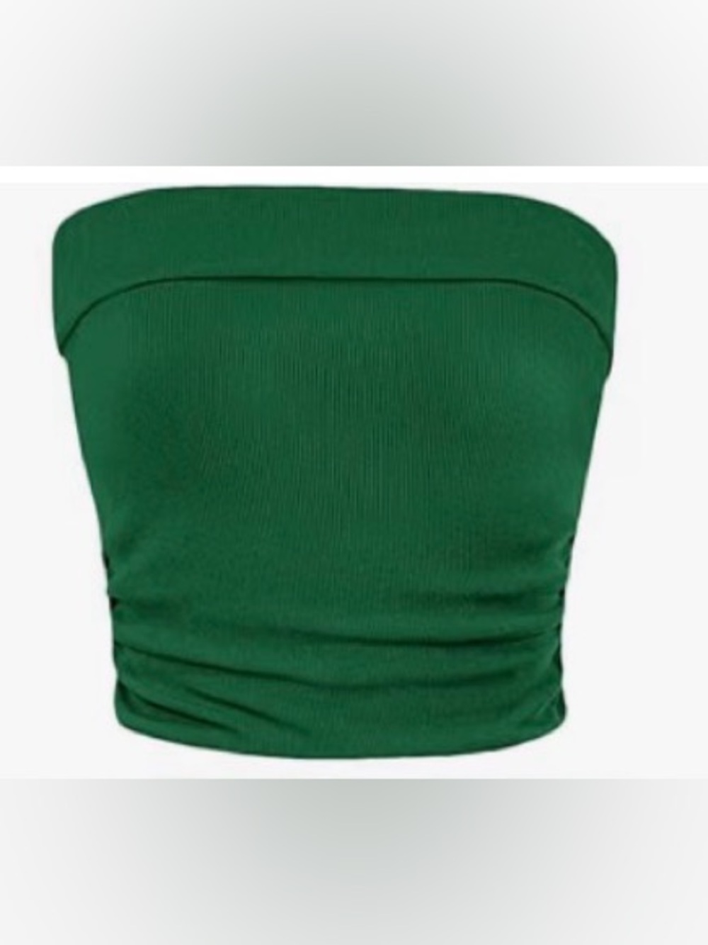 Pretty Garden Green Ruched Cropped Tube Top